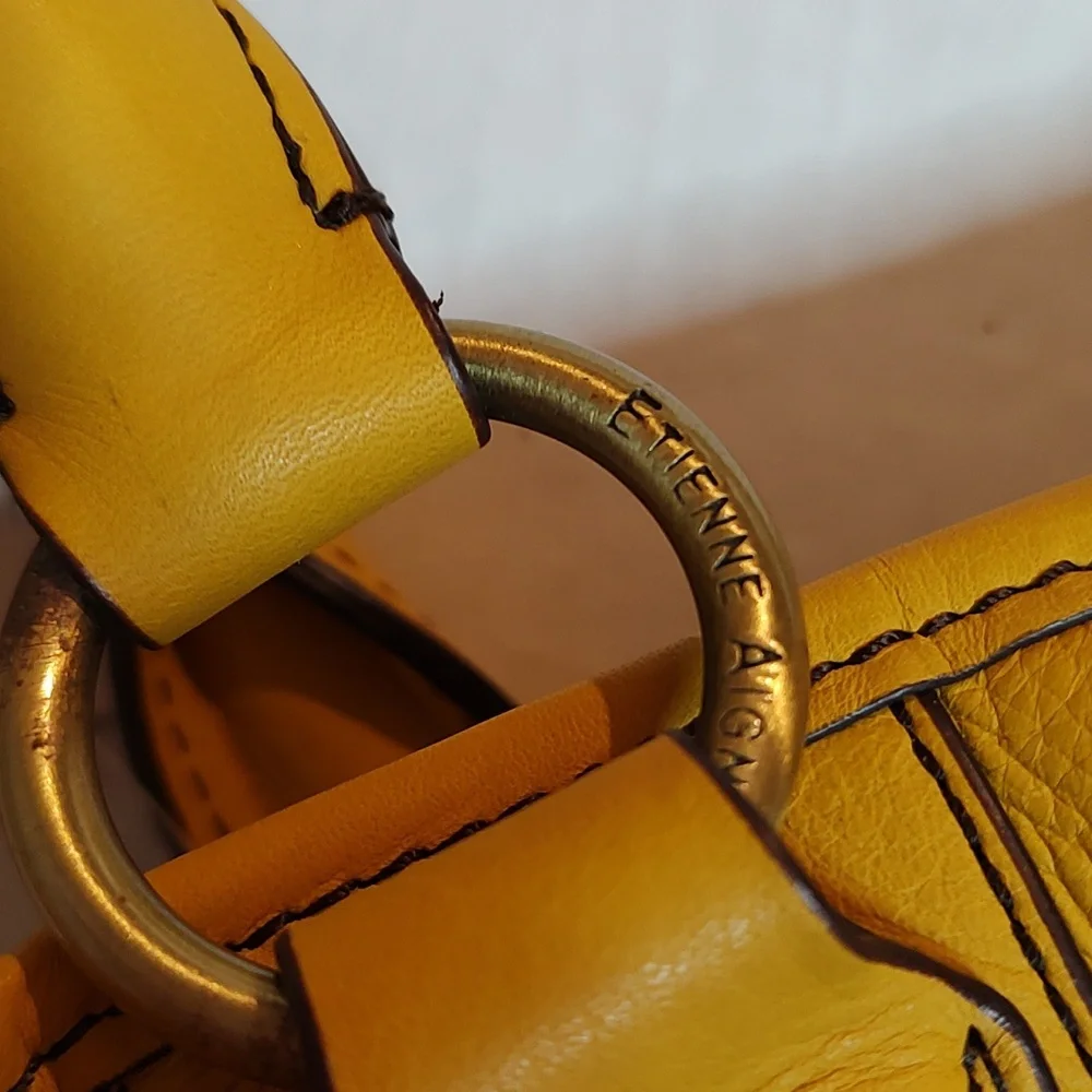 New Leather Shoulder Bag Harvest Gold Etienne Aigner w/ Tassel & Aigner Logo